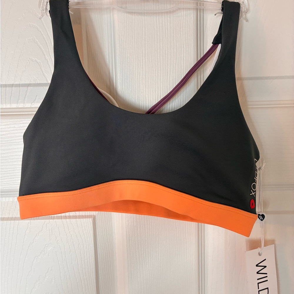 Wildfox Black and Orange Trim Sports Bra